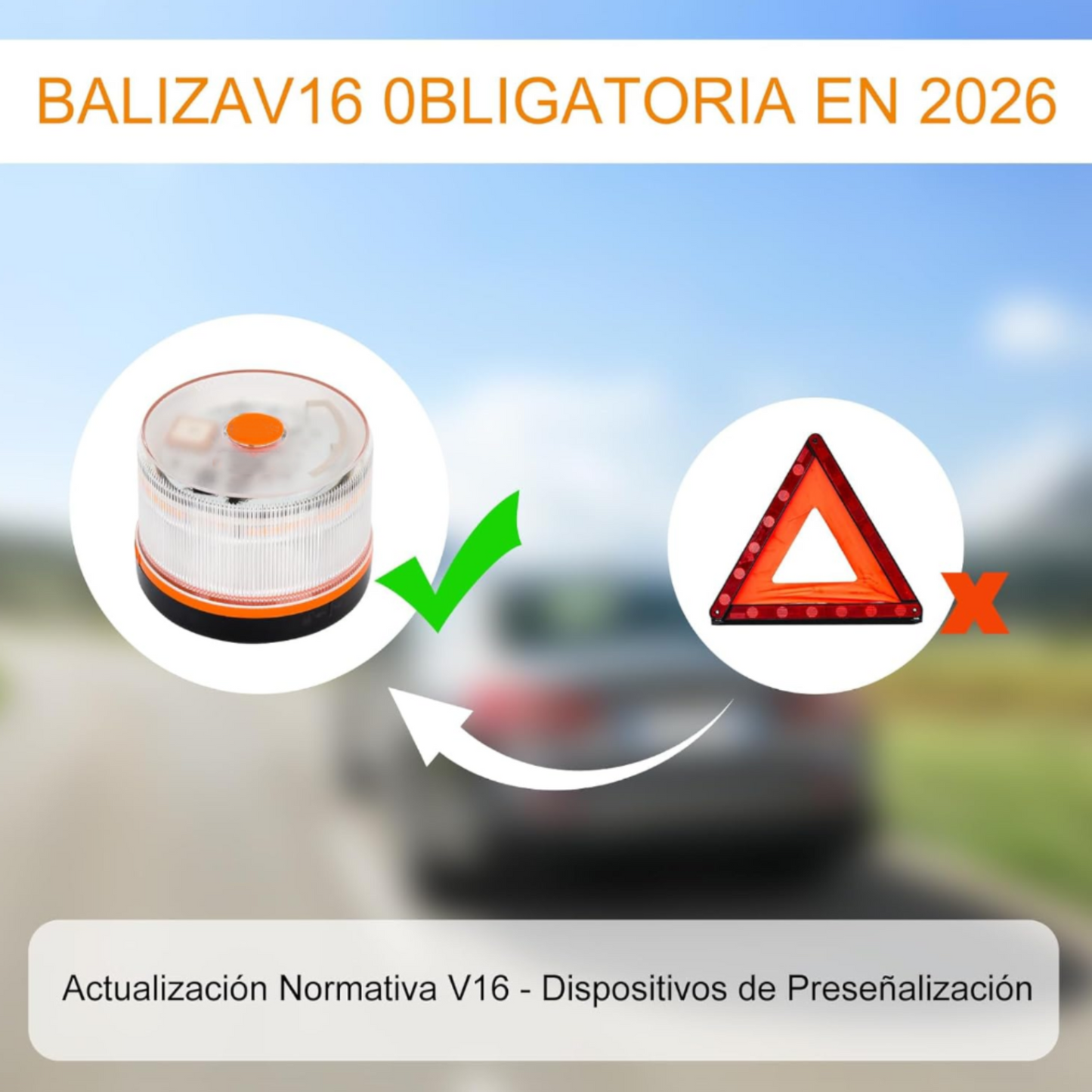 ✨ Último día 70% dto. | Compra 6 y llévate un radar/detector de velocidad GRATIS | Luz V16 DGT 2026 Autonomía solar ilimitada ⚠️ Alerta triple + Llamada satelital 🛰️